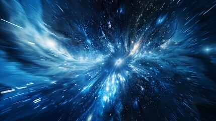 Wall Mural - space flight animation with zoom effect on a deep blue background.