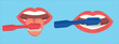 Tongue and ear parts vector set, tongue and mouth cleaning vector 