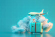 Background of flying plane, luggage
