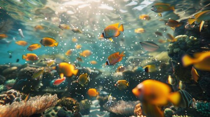 Wall Mural - Bring to life a mesmerizing underwater world through CG 3D modeling