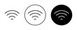 Wifi icon set. wi fi connection vector symbol. mobile phone internet wifi signal. wireless connection icon in black filled and outlined style.