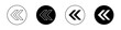 Rewind icon set. music or video rewing vector button in black filled and outlined style.