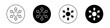 Expand arrows icon set. maximize screen vector symbol. scale video sign. resize image icon. mobile full screen button in black filled and outlined style.