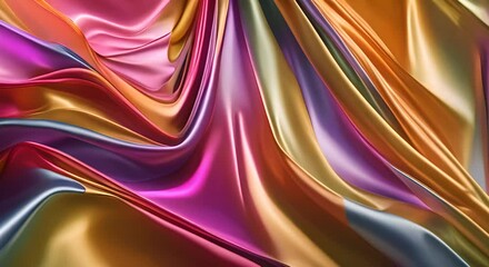 vividly colored silk fabric in abstract waves