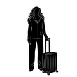 woman with suitcase silhouette on white background vector