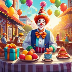 Canvas Print - Clown at a birthday party