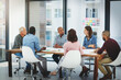 © peopleimages.com - Creative people, meeting and discussion with team for collaboration, planning or brainstorming at office. Group of employees talking in boardroom or conference for ideas in startup at workplace