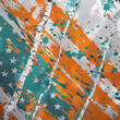 Memorial Day abstract USA flag with teal and orange on birch.