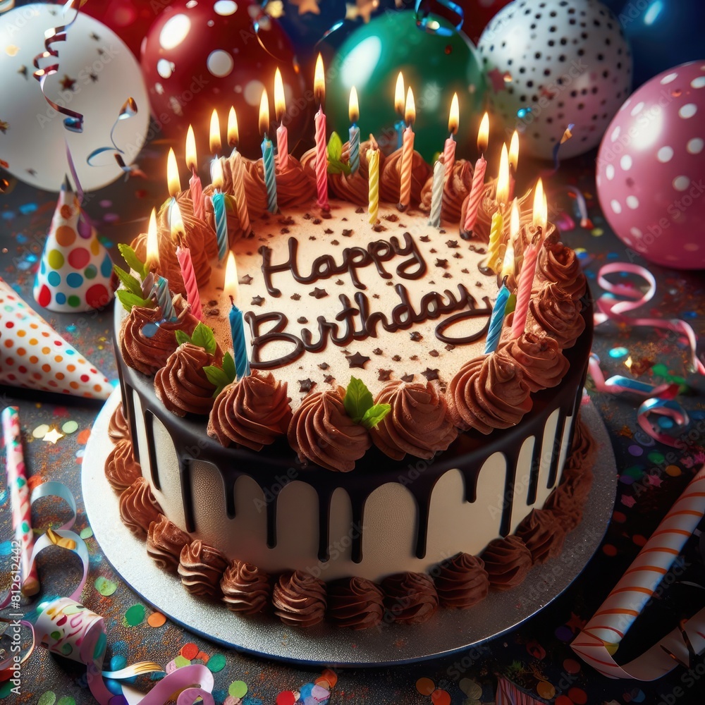 birthday cards cake with candles and balloons image art art photo card ...