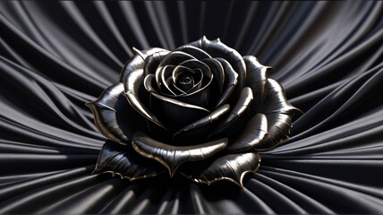 Sticker - dark black silk rose black velvet fabric