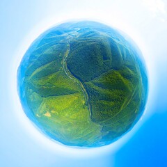 Poster - 360 degree circular panorama of the autumn Carpathians from a drone photo, Ukraine