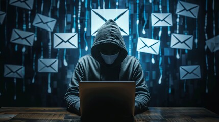 Wall Mural - hacker  attack cyber crime email phising illustration