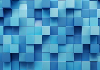 Sticker - A 3D rendering of blue cubes with varying depths, creating an abstract geometric pattern