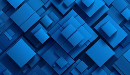 Poster - A digital image featuring a 3D geometric pattern composed of various shades of blue squares and cubes