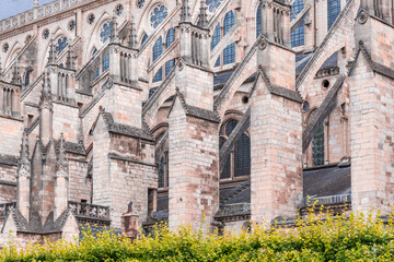 close-up view of the cathedral of saint etienne of bourges