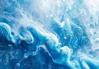 Sticker - Calming and mesmerizing abstract of swirling blue and white colors, giving a liquid and fluid effect