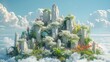 Enchanted Floating Garden Above the Clouds with Lush Greenery and Flowers. Generative ai