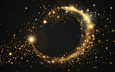 Poster - A dazzling golden sparkles form a swirling vortex against the black background, suggesting festivity or cosmos