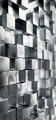 Sticker - Close-up of a monochrome abstract cubic structure creating a 3D pattern