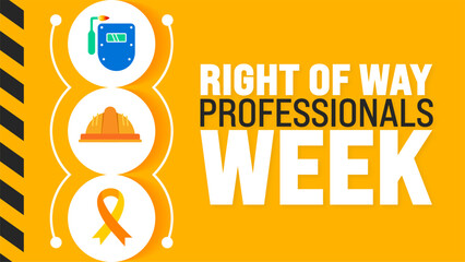 June is Right of way professionals week background template. Holiday concept. use to background, banner, placard, card, and poster design template with text inscription and standard color.