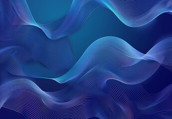 Sticker - A digital art of flowing waves on a deep blue background, depicting movement and fluidity in an abstract form