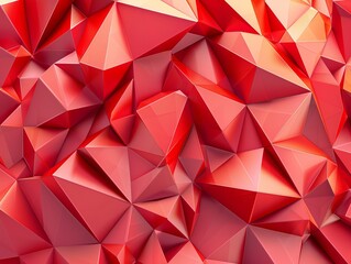 Wall Mural - Striking red triangular geometric pattern representing a 3D crystal structure