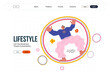 Life Unframed: Bubble -modern flat vector concept illustration of a man flying in the giant bubble. Metaphor of unpredictability, imagination, whimsy, cycle of existence, play, growth and discovery