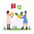 Money for creative idea, process of deal or buy effective solution. Tiny people holding light bulb and dollar coin to exchange, characters sell or invest in new projects cartoon vector illustration