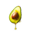 © Sathaporn - oil dripping from avocado fruit isolated on transparent background Generative Ai.