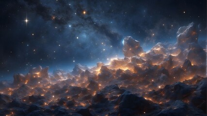 Wall Mural - Star clusters that shine in the night sky provide a sense of cosmic grandeur and breathtaking beauty, highlighting the universe's immensity and expanse.