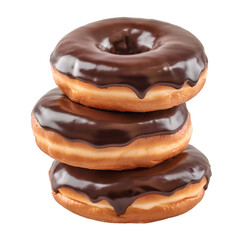 stacked chocolate donuts isolated on transparent background Generative Ai.