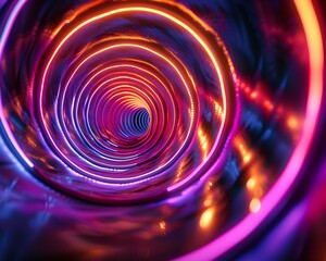 Wall Mural - mesmerizing neon tunnel of hypnotic shapes crafting a captivating psychedelic background