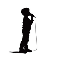 A child has a talent show black vector silhouettes isolated