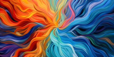 Wall Mural - Abstract marbled acrylic paint ink painted waves painting texture colorful background banner - Bold colors, color swirls waves
