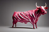 Fototapeta Koty - Raw meat sculpture of a cow