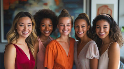 Wall Mural - A group of women are smiling for the camera