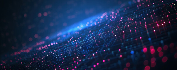 Wall Mural - Digital background perfect for tech processes, neural networks, artificial intelligence, data transfer and encryption, digital archives, sound and graphic presentations, science, education, etc.