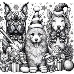 Many dogs and cats image art photo has illustrative meaning card design illustrator.