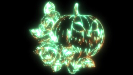 Poster - video of halloween Pumpkin with Roses