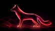 red fox made of fire. The fox is standing and looking to the left. The background is black.