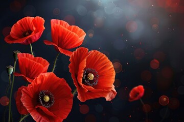 Bright red poppies arranged on a tabletop, suitable for various design projects