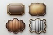 Elegant Collection of Metallic Nameplates in Various Shapes and Textures.