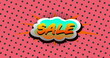 Image of sale text over retro vibrant pattern background