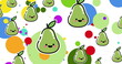 Image of colorful cartoon pears smiling on vibrant background
