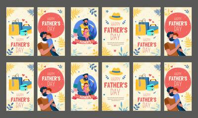 Wall Mural - happy father day social media template vector flat design