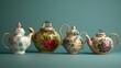Vintage teapot collection showcasing tea culture's elegance.