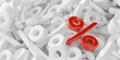 © Shawn Hempel - Heap of white percent sign symbols background with one red on top, sale, discount or sales price reduction concept
