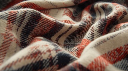 cozy flannel fabric, featuring its soft, brushed surface and classic plaid pattern, evoking feelings of warmth and comfort on a chilly day.