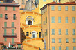 Old colorful buildings and staircase in Menton France