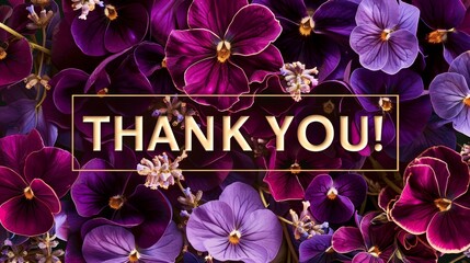 Wall Mural - Vibrant Floral Thank You Card with Purple Flowers